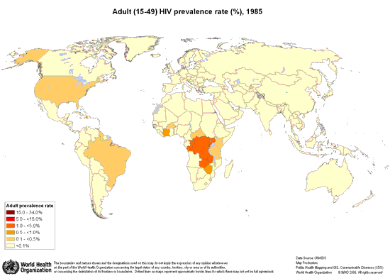 SIDA / HIV prelalence 1985 - 2005
